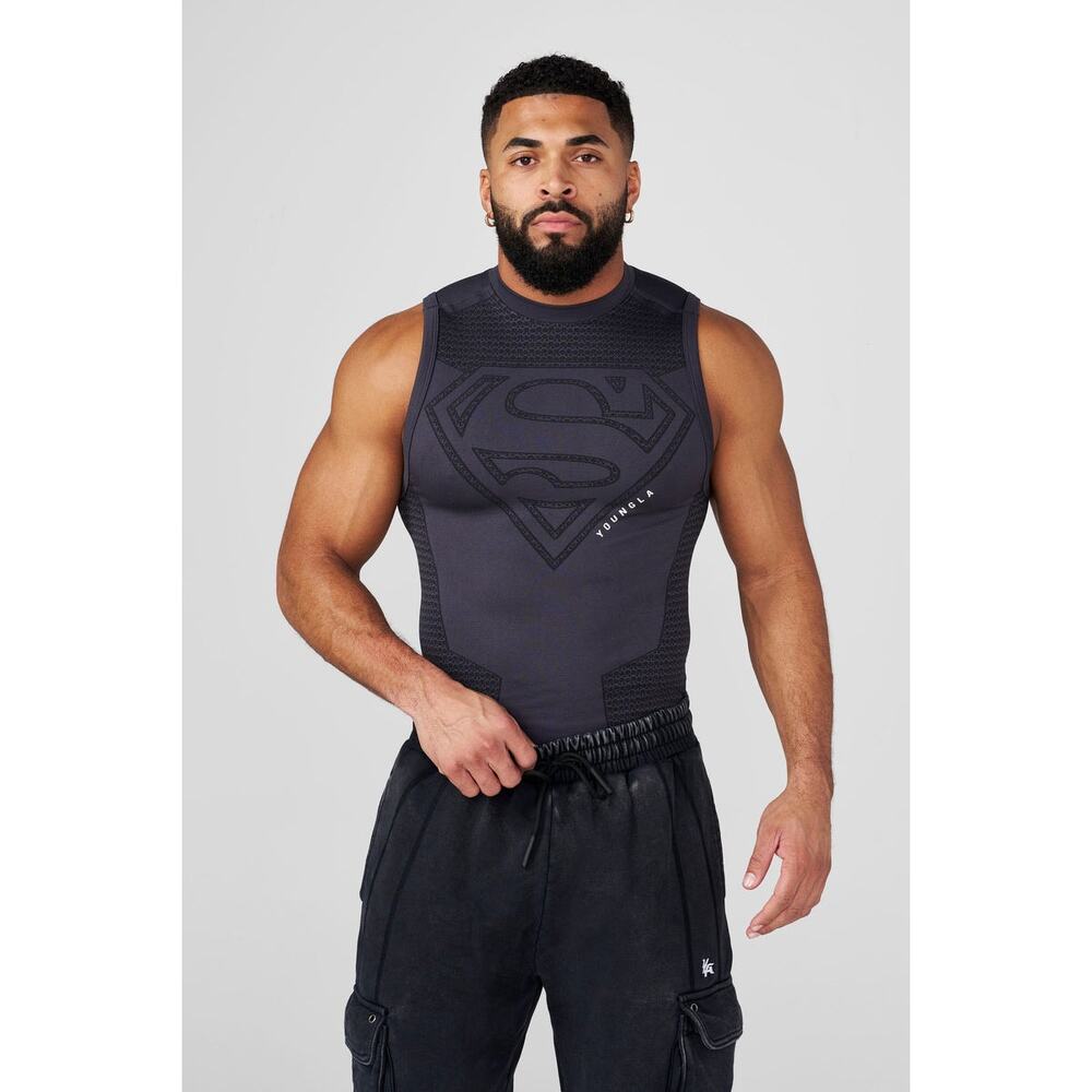 NWT YoungLA 3047 Superman Compression Tank in Black size Medium